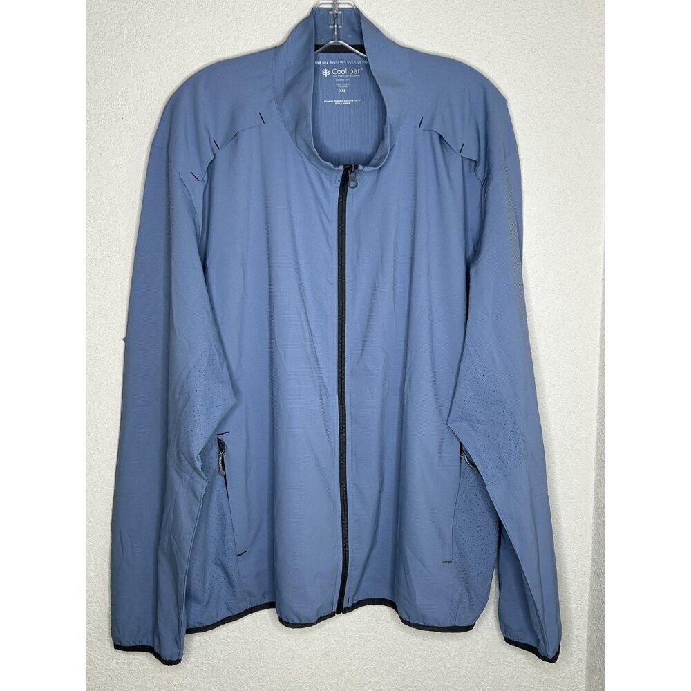 Coolibar Jacket Mens XXL Blue Arcadian Packable Sunblock UPF 50 Lightweight